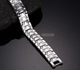 316L Stainless Steel Health Magnet Stone Chain Bracelet 8.26'' For Men
