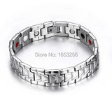 316L Stainless Steel Health Magnet Stone Chain Bracelet 8.26'' For Men