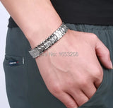 316L Stainless Steel Health Magnet Stone Chain Bracelet 8.26'' For Men