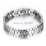 316L Stainless Steel Health Magnet Stone Chain Bracelet 8.26'' For Men