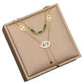 316L Stainless Steel Heart Flower Green Stone Jewelry Set
