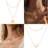 Heart Necklace Women Coin Pendant Chain Choker Jewelry
