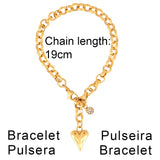 316L Stainless Steel Heart Pendant Bracelet Women Heart Chain Bracelet