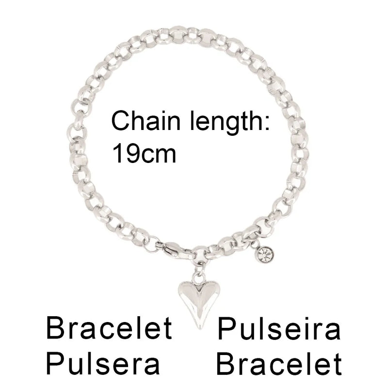 316L Stainless Steel Heart Pendant Bracelet Women Heart Chain Bracelet