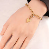 316L Stainless Steel Heart Pendant Bracelet Women Heart Chain Bracelet