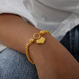 316L Stainless Steel Heart Pendant Bracelet & Bangles Set for Women