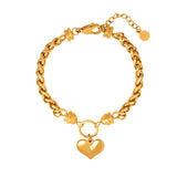 316L Stainless Steel Heart Pendant Bracelet & Bangles Set for Women