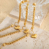 316L Stainless Steel Heart Pendant Bracelet & Bangles Set for Women