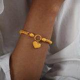 316L Stainless Steel Heart Pendant Bracelet & Bangles Set for Women