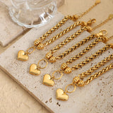 316L Stainless Steel Heart Pendant Bracelet & Bangles Set for Women