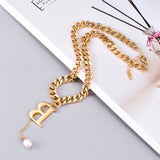 316L Stainless Steel Hiphop Double-sided Cuban Letter B Pendant Necklace
