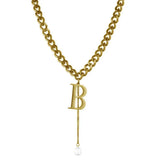 316L Stainless Steel Hiphop Double-sided Cuban Letter B Pendant Necklace