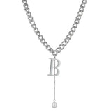 316L Stainless Steel Hiphop Double-sided Cuban Letter B Pendant Necklace