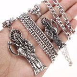 316L Stainless Steel Santa Muerte Pendant with 9MM Chain