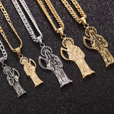 316L Stainless Steel Santa Muerte Pendant with 9MM Chain