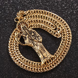 316L Stainless Steel Santa Muerte Pendant with 9MM Chain