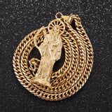 316L Stainless Steel Santa Muerte Pendant with 9MM Chain