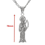 316L Stainless Steel Santa Muerte Pendant with 9MM Chain