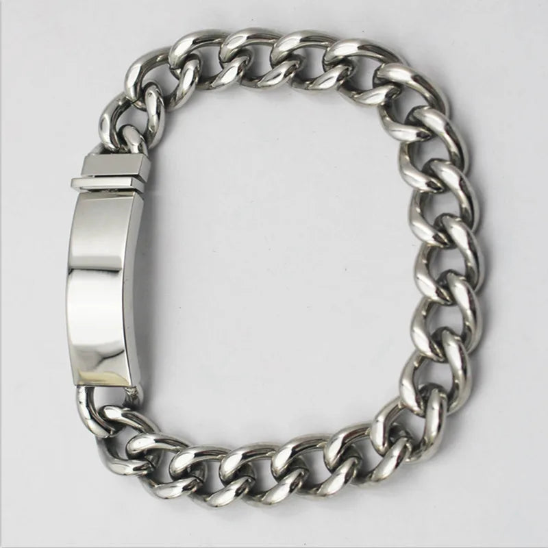316L Stainless Steel ID Bracelet Men's Bangle Chain