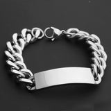 316L Stainless Steel ID Bracelet for Men Smooth Tag Link Chain Bangle