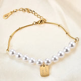 316L Stainless Steel Pearl Pendant Double Layer Star Bracelet