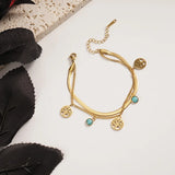 316L Stainless Steel Pearl Pendant Double Layer Star Bracelet
