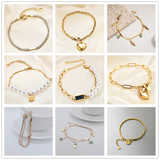 316L Stainless Steel Pearl Pendant Double Layer Star Bracelet