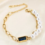 316L Stainless Steel Pearl Pendant Double Layer Star Bracelet