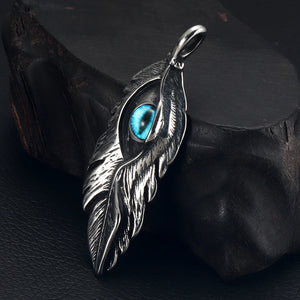 316L Stainless Steel Indian Chief Feather Eagle Eye Claw Pendant Necklace