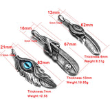 316L Stainless Steel Indian Chief Feather Eagle Eye Claw Pendant Necklace