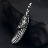 316L Stainless Steel Indian Chief Feather Eagle Eye Claw Pendant Necklace