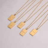 316L Stainless Steel Inspirational Necklace Engraved Letters Square Pendant