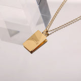 316L Stainless Steel Inspirational Necklace Engraved Letters Square Pendant