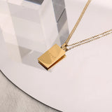 316L Stainless Steel Inspirational Necklace Engraved Letters Square Pendant