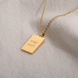 316L Stainless Steel Inspirational Necklace Engraved Letters Square Pendant