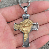 Vintage Catholic Cross Jesus Pendant Necklace for Men