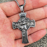 Vintage Catholic Cross Jesus Pendant Necklace for Men