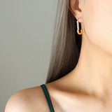 Dainty Safety Pin Pearl Earrings for Girl 18k Plated Earring