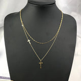 316L Stainless Steel Double-layer Cross Choker Necklace