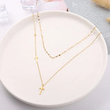 316L Stainless Steel Double-layer Cross Choker Necklace