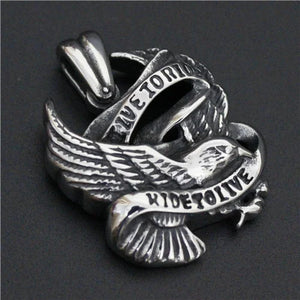 316L Stainless Steel Biker Eagle Pendant Necklace 24"