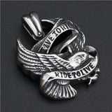 316L Stainless Steel Biker Eagle Pendant Necklace 24"