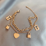316L Stainless Steel Heart Charm Bracelet