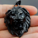 316L Stainless Steel Men's Black Lion Head Biker Rocker Pendant