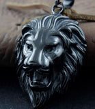 316L Stainless Steel Men's Black Lion Head Biker Rocker Pendant
