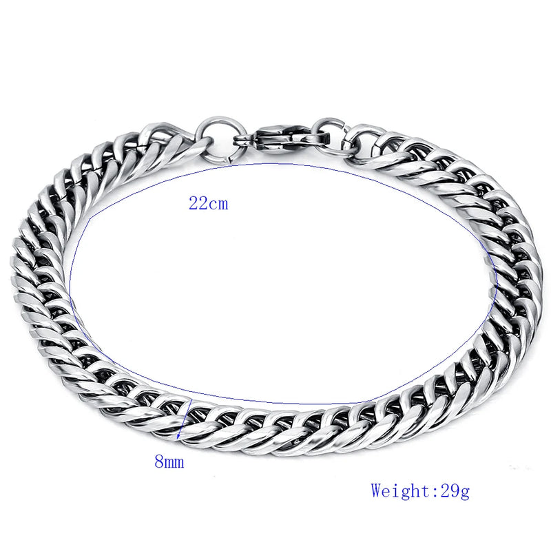 316L Stainless Steel Mens Bracelets 8MM Link Chain Jewelry Bracelets