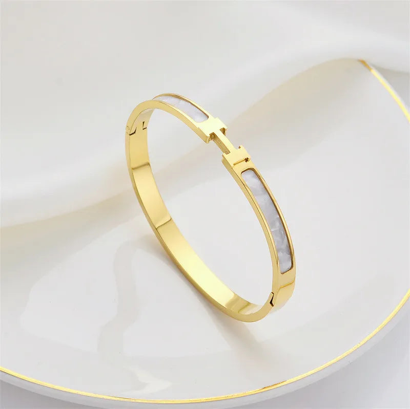 316L Stainless Steel Zircon Pearl Women's Bracelet Cuff