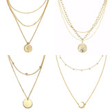 Coin Pendant Double Layer Necklace Choker Jewelry