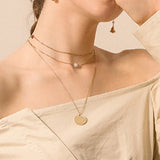 Coin Pendant Double Layer Necklace Choker Jewelry