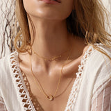 Coin Pendant Double Layer Necklace Choker Jewelry